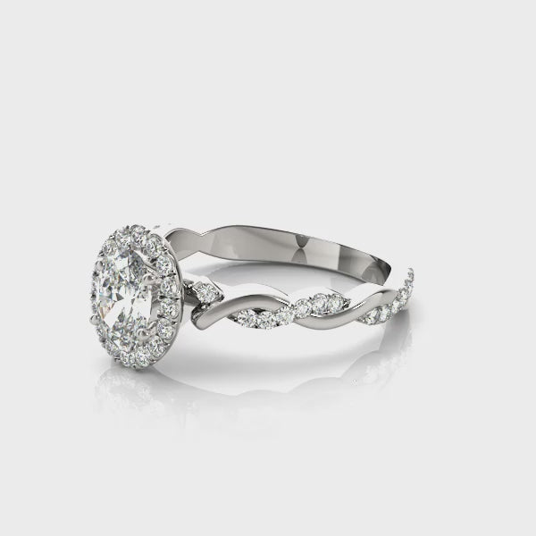 Twisted Vine Halo Oval Engagement Ring
