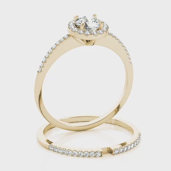 Knife Edge Micro Pavé Halo Round Engagement Ring