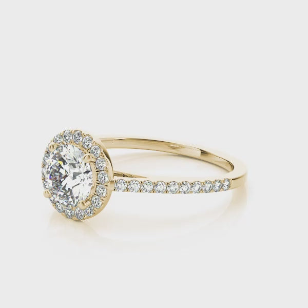 Halo Pavé Cathedral Round Engagement Ring