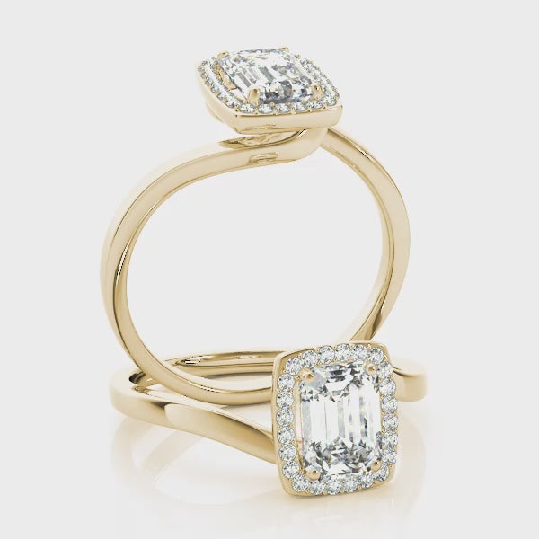 Halo Tension Emerald Cut Engagement Ring