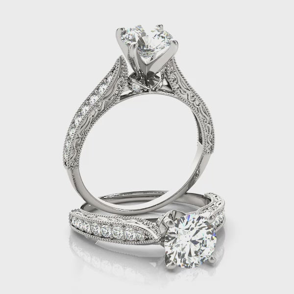 Enchanted Crown Chanel Cathedral Round Engagement Ring