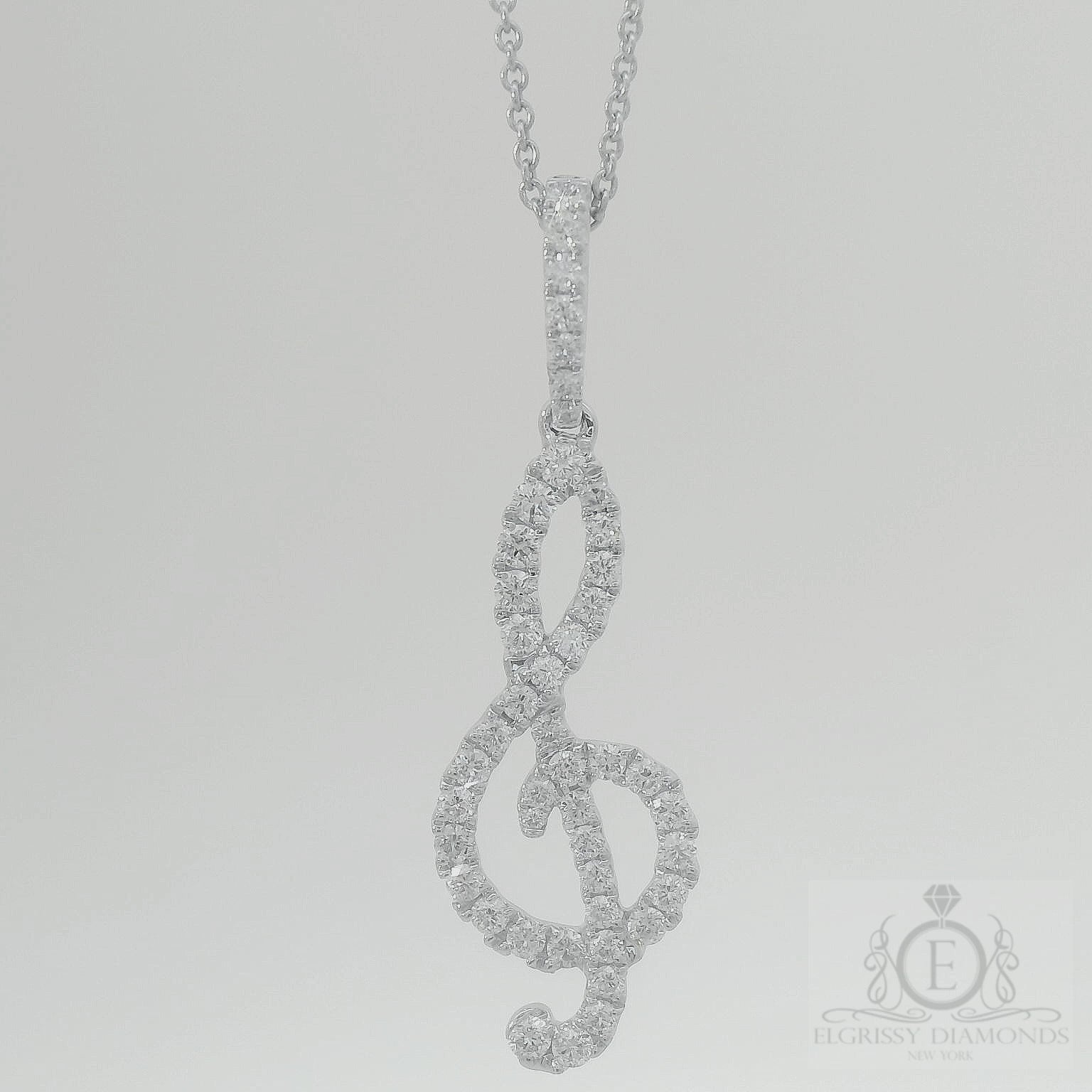 Diamonds Treble Clef Pendant Necklace