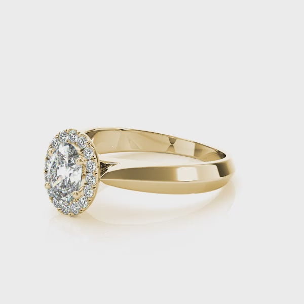 Oval Halo Knife Edge Engagement Ring