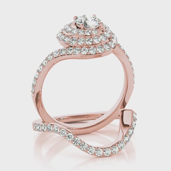 Triple Halo Swirl Round Engagement Ring