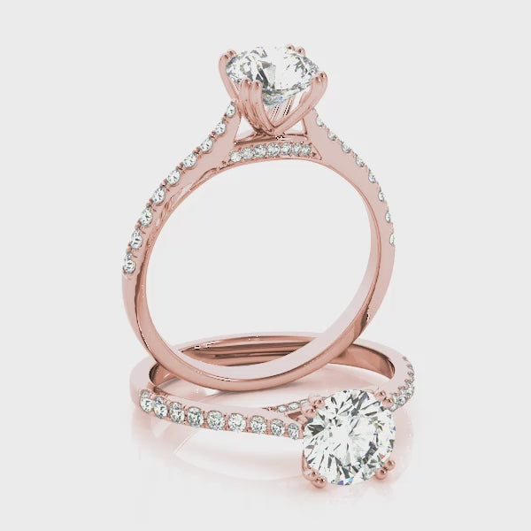 Simple Pavé Cathedral Round Engagement Ring