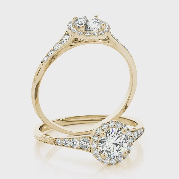Halo Filigree Round Engagement Ring