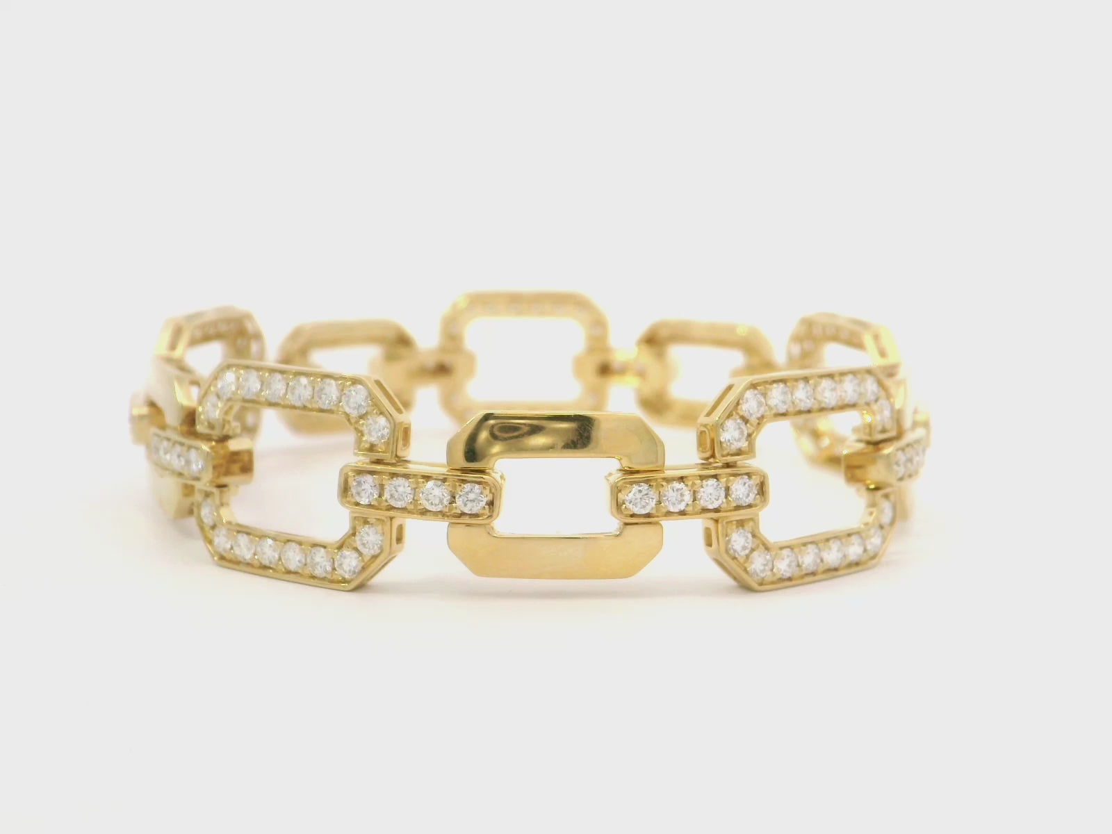 Large Yellow Gold Chain Diamonds Bracelet for Rent