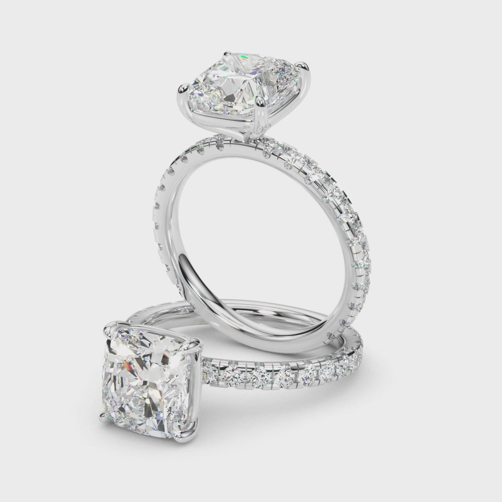 Cushion Hidden Halo Engagement Ring