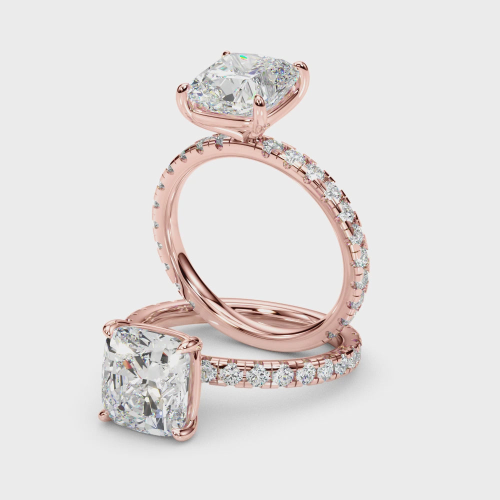 Cushion Hidden Halo Engagement Ring