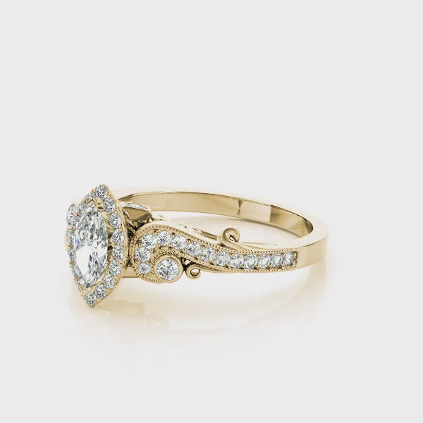 Marquise Vintage Halo Chanel Diamond Engagement Ring