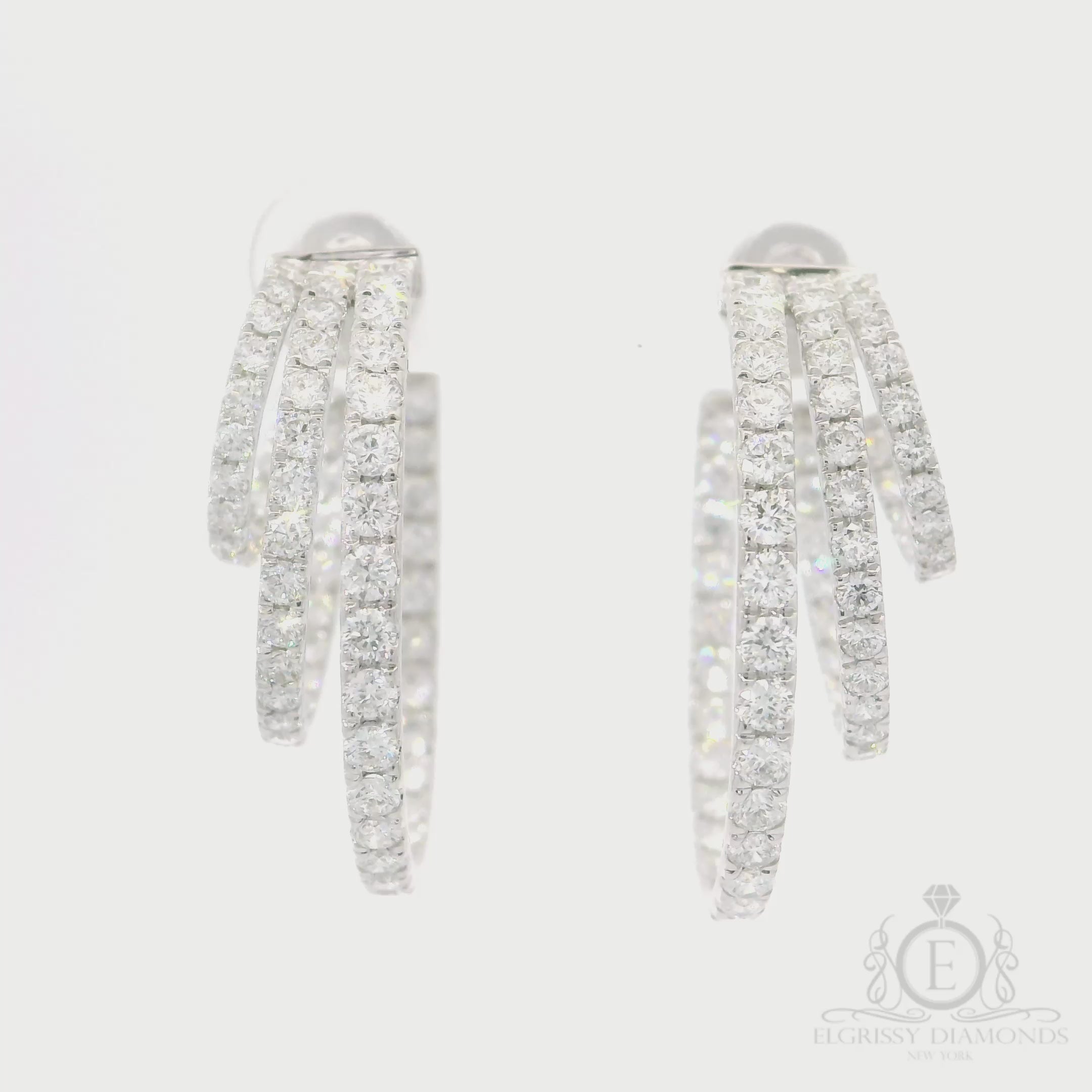 Triple Hoop Diamonds Earrings for Sale