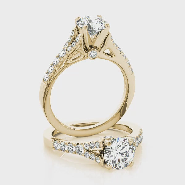 Pavé Split Shank Peekaboo Round Engagement Ring