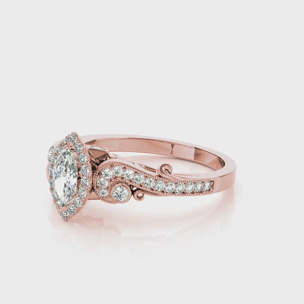 Marquise Vintage Halo Chanel Diamond Engagement Ring