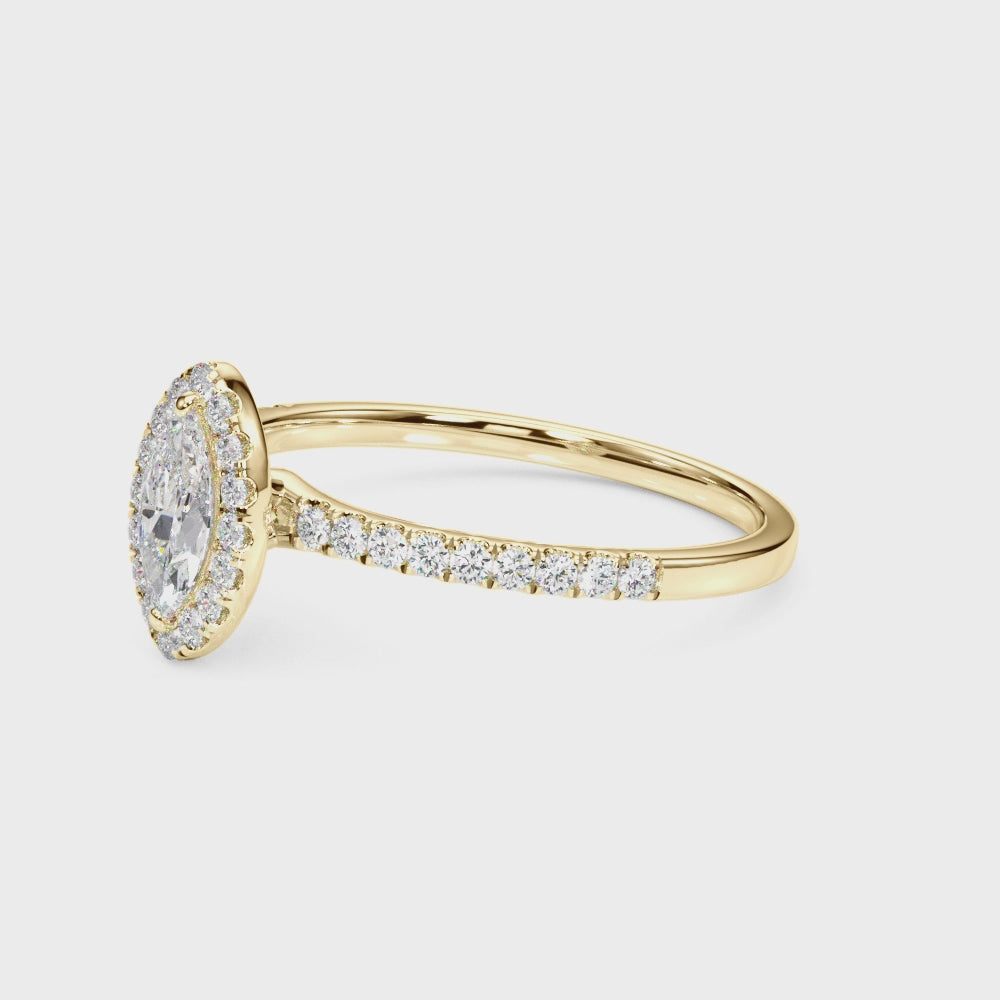 Marquise Halo Pavé Diamond Engagement Ring