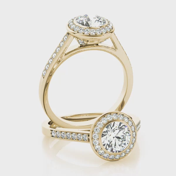 Bezel Halo Pavé Engagement Ring