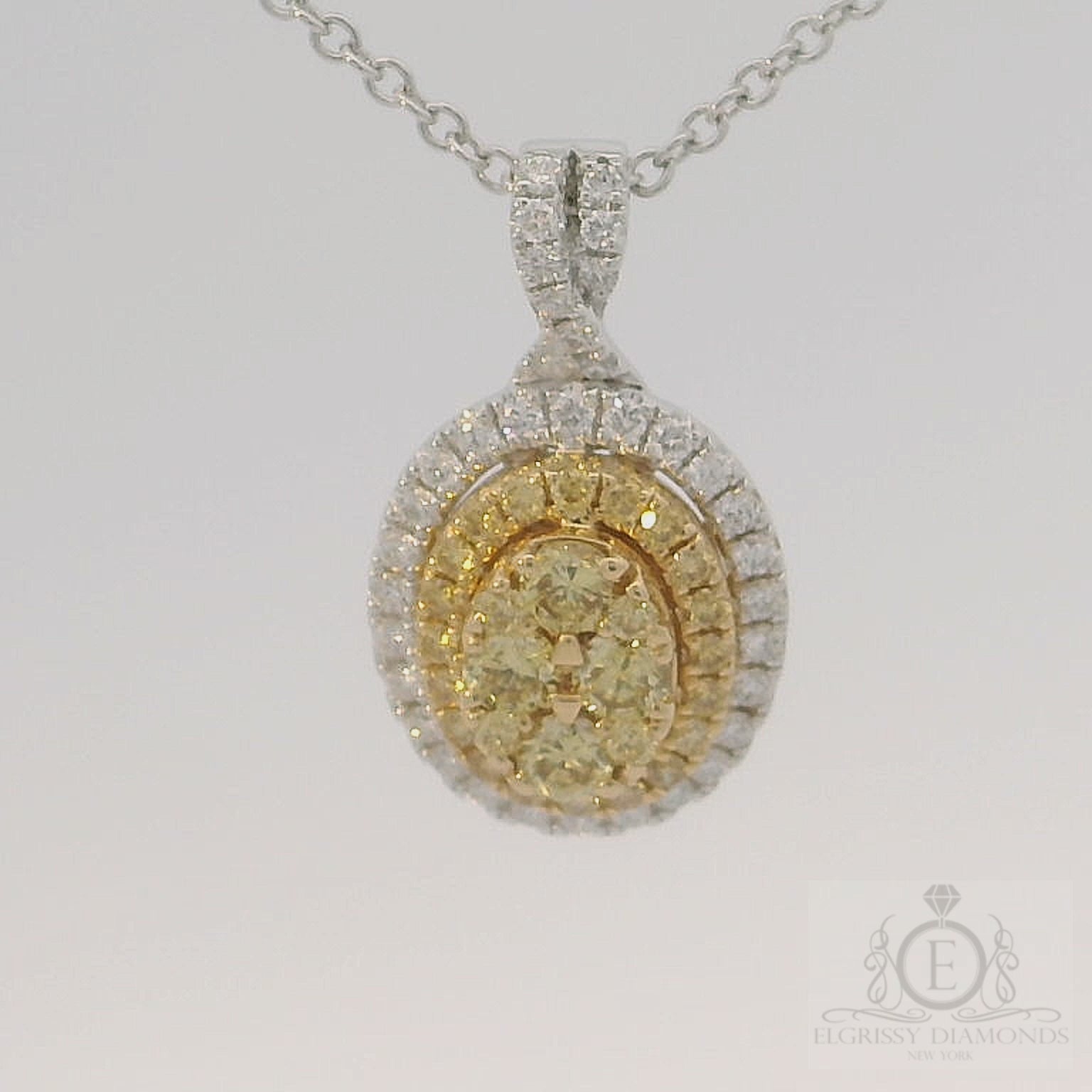 Fancy Yellow Oval Pendant Necklace
