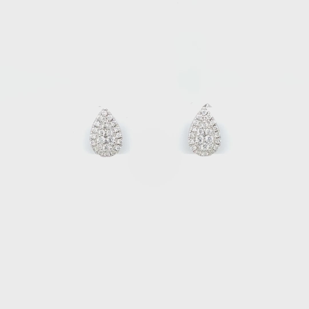 Pear Halo Cluster Diamonds Studs for Rent