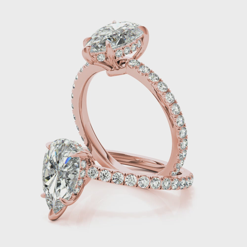 Pear Hidden Halo Engagement Ring