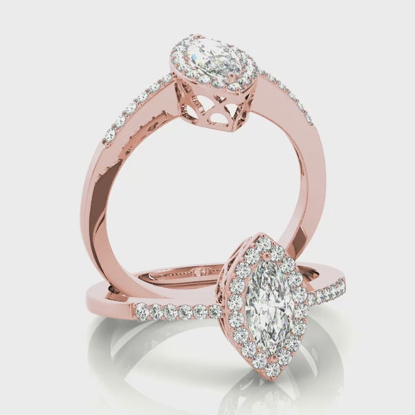 Marquise Vintage Halo Micropavé Diamond Engagement Ring