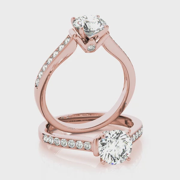 Channel Set with One Hidden Halo Round Engagement Ring