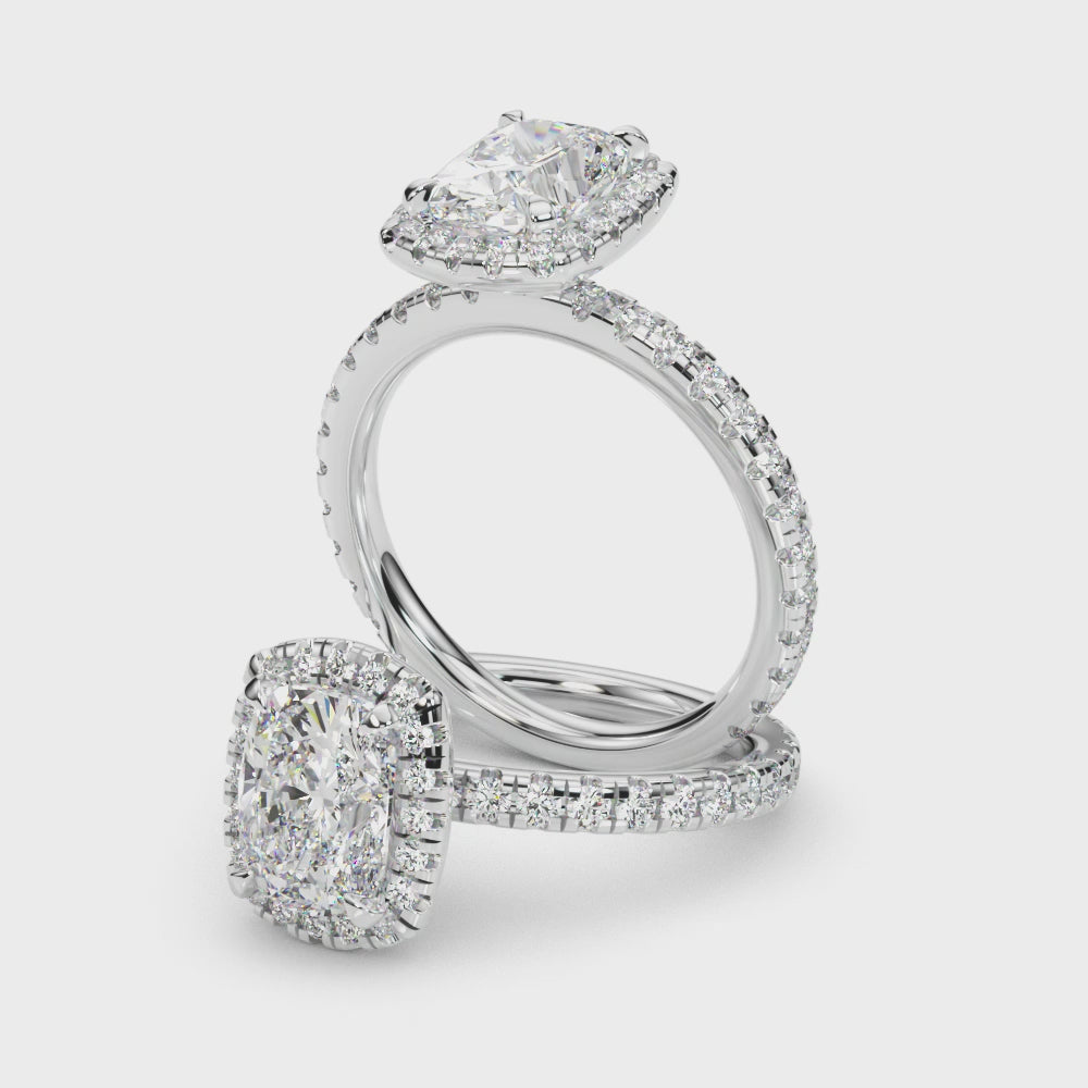 Halo Elongated Cushion Pavé