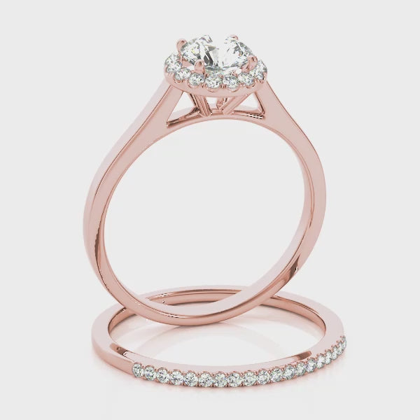 Simple Tapered Cathedral with Hidden Halo Round Engagement Ring