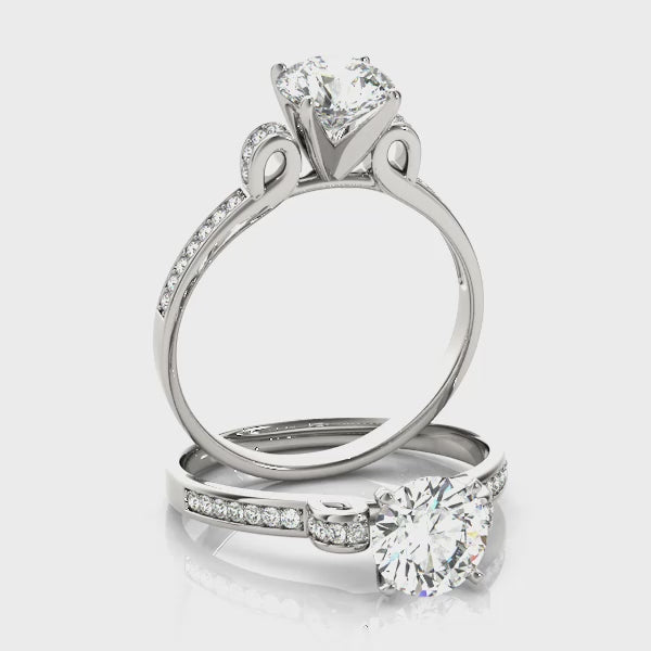 Channel Ribbon Round Engagement Ring