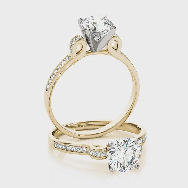 Channel Ribbon Round Engagement Ring