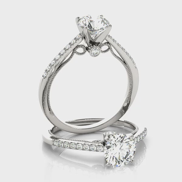 Ribbon Peekaboo Cathedral Round Engagement Ring