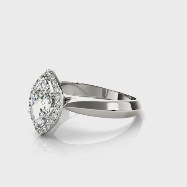 Marquise Halo Solitaire Diamond Engagement Ring