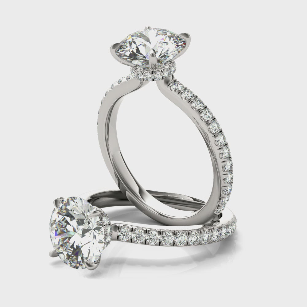 Round Hidden Halo Engagement Ring