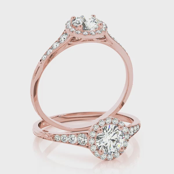 Halo Filigree Round Engagement Ring