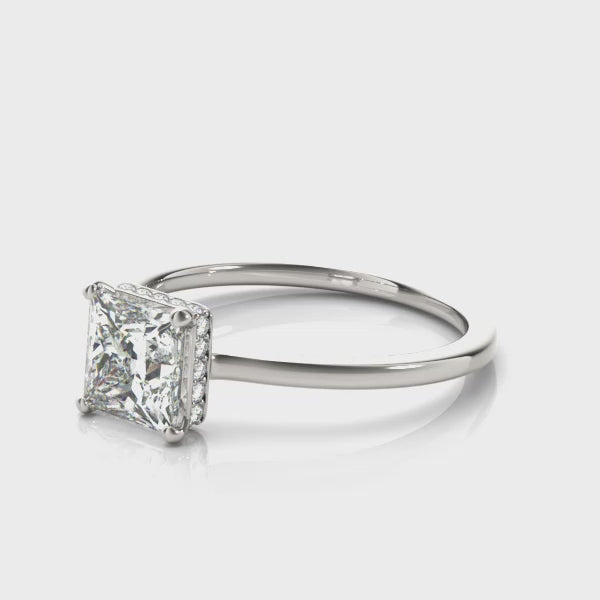Hidden Halo Solitaire Princess Cut Engagement Ring
