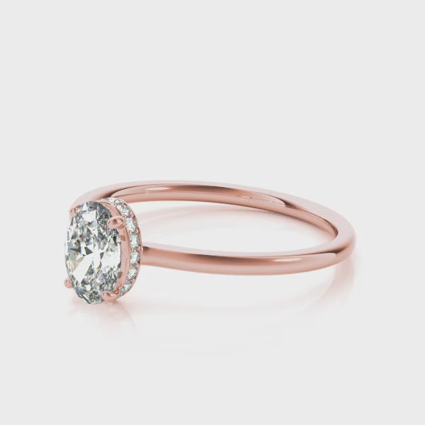 Oval Cut Hidden Halo Engagement Ring