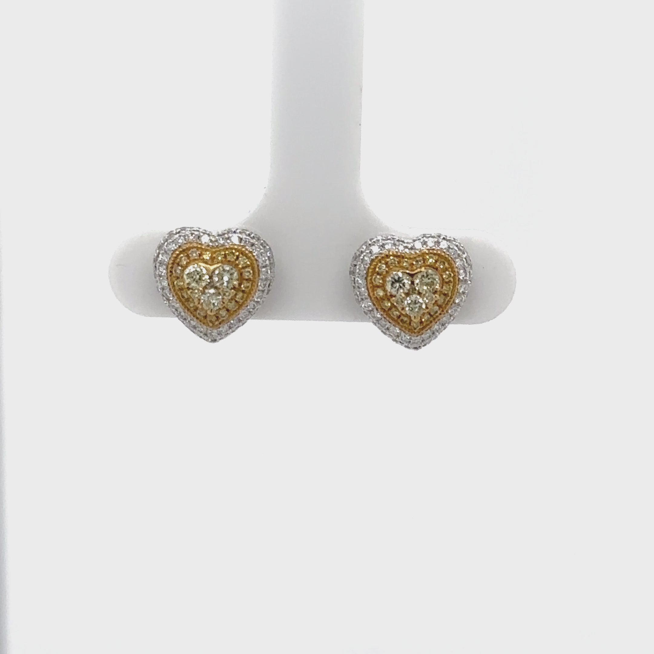 Fancy Yellow Halo Heart Studs for Rent