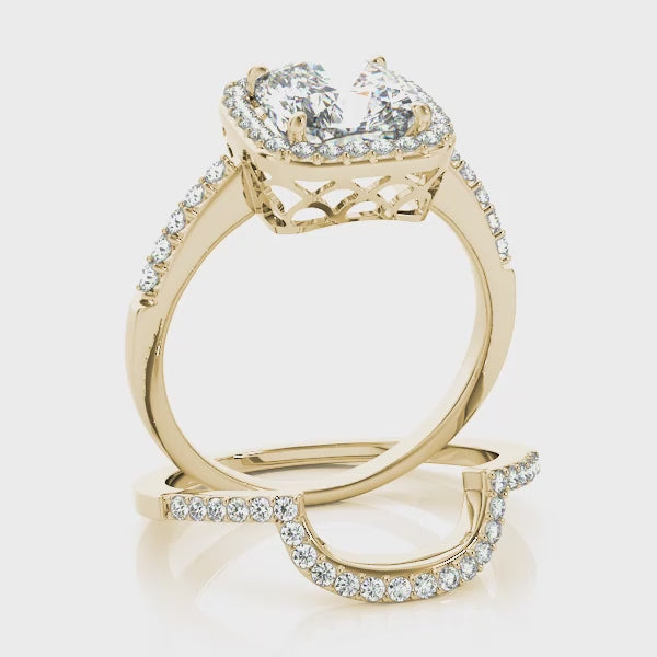 Cushion Halo Knife Edge Pavé Engagement Ring