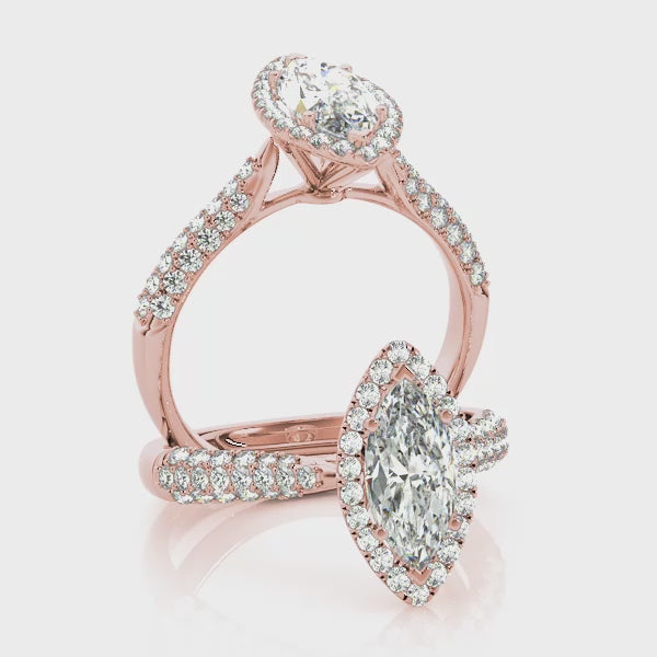 Marquise Halo Royal Pave Diamond Engagement Ring