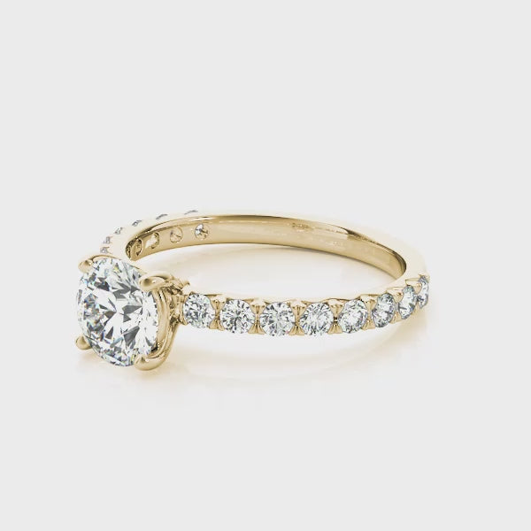 Classic Solitaire Pavé Engagement Ring