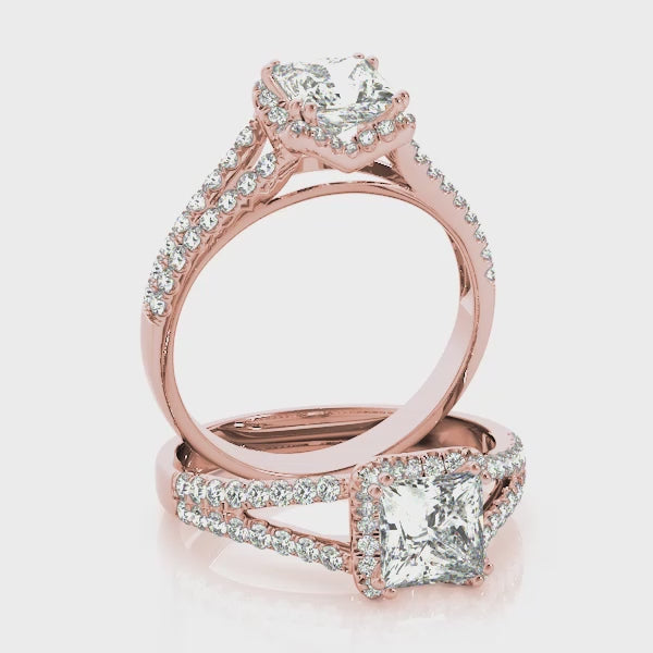 Float Halo Split Shank Princess Cut Engagement Ring