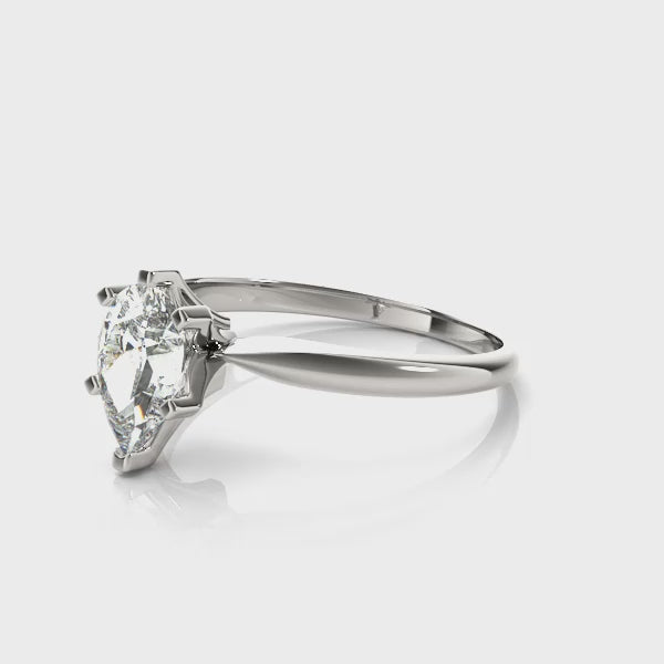 Six Prongs Kinfe Edge Pear Shape Engagement Ring