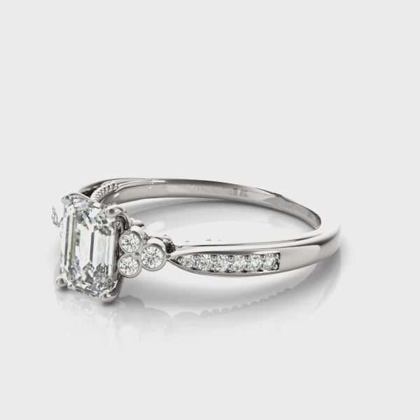 Vintage Tapered Emerald Cut Engagement Ring