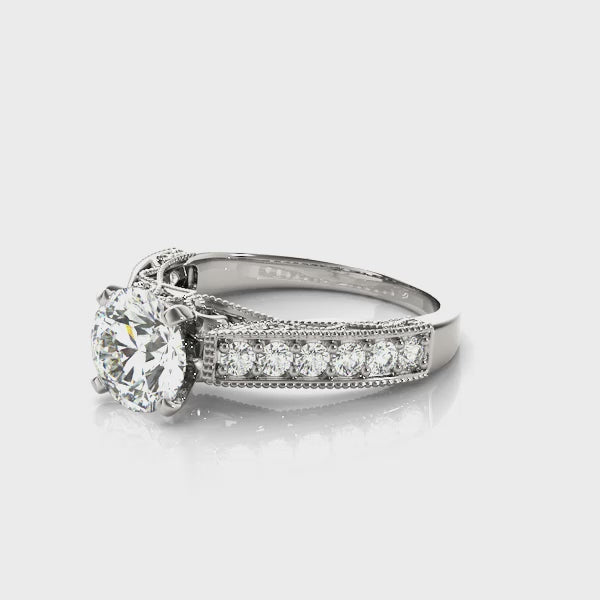 Vintage Royal Channel Cathedral Round Engagement Ring