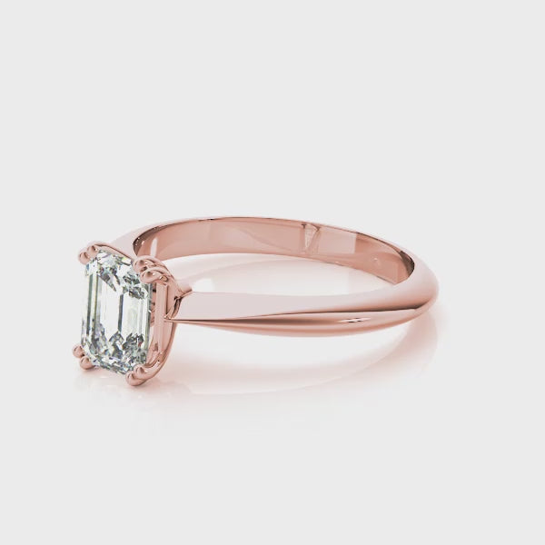 Knife Edge Double Prong Emerald Cut Engagement Ring