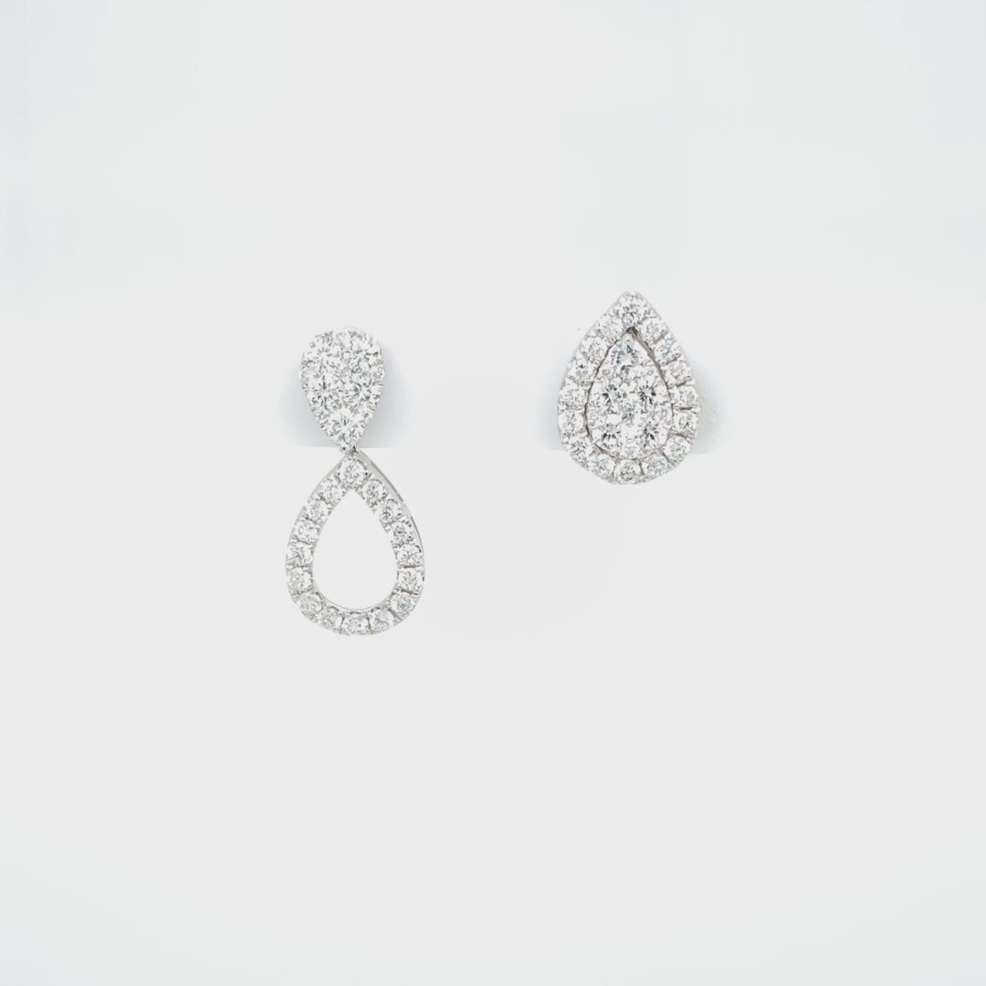 Halo Pear Shape Interchange Illusion Dangling Earrings for Sale