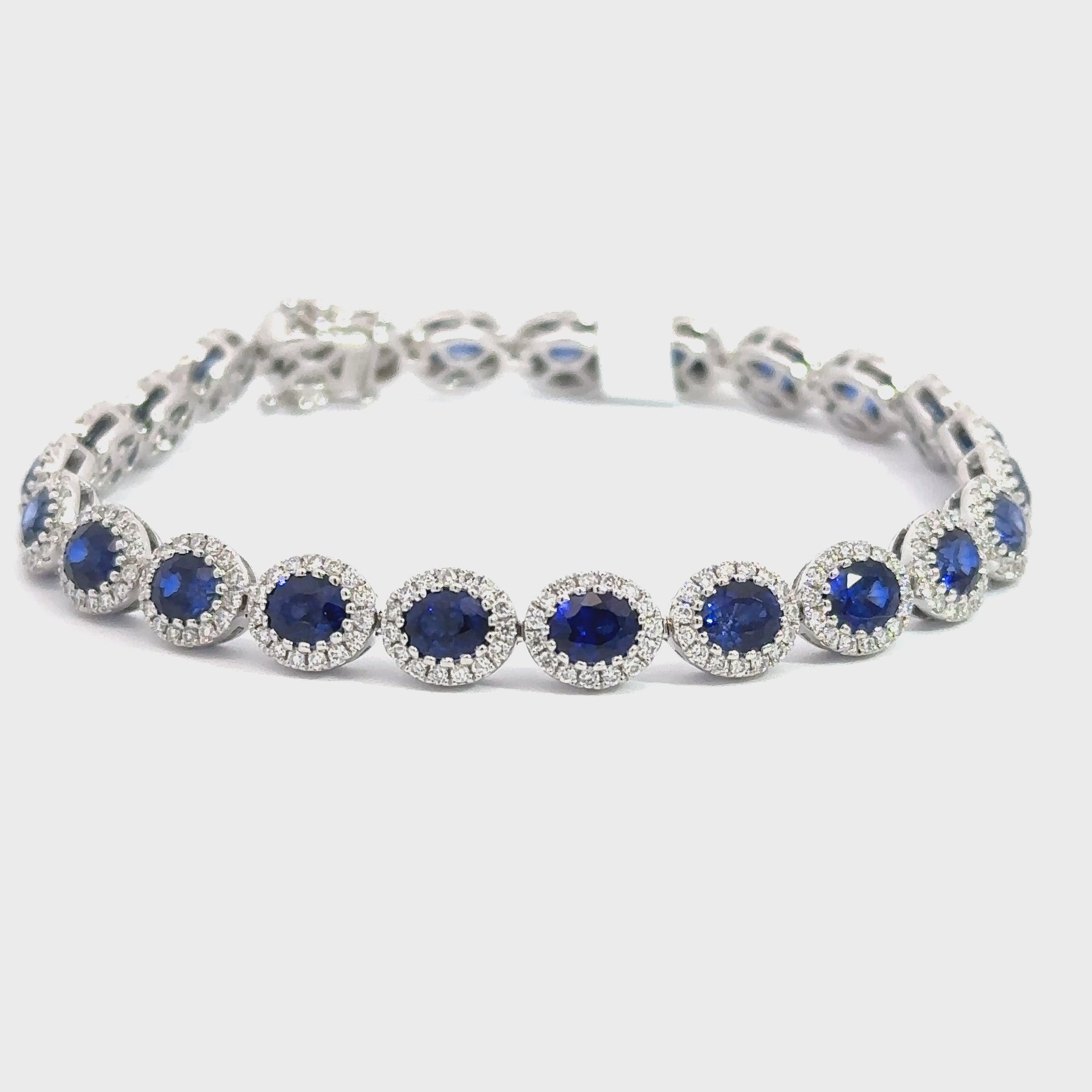 Halo Oval Sapphire Tennis Bracelet for Rent