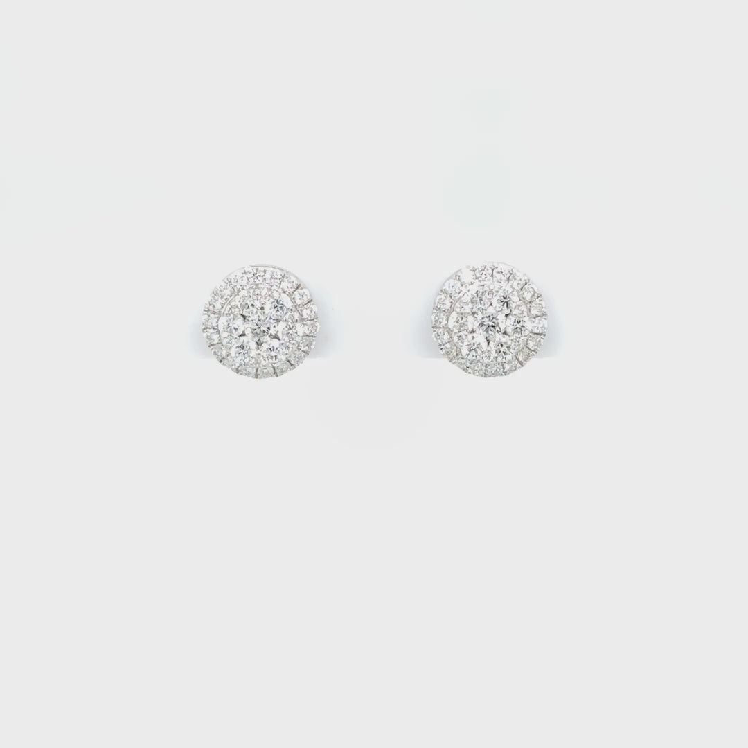 Medium Round Halo Cluster Studs for Sale