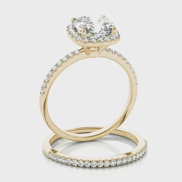 Cushion Halo Solitaire Pavé Engagement Ring