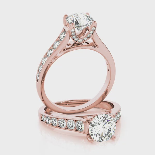 Reverse Tapered Cathedral Pavé Wrap Round Engagement Ring