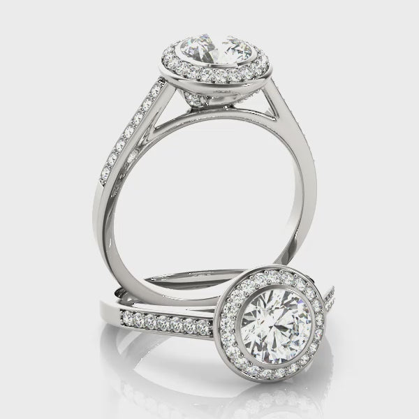 Bezel Halo Pavé Engagement Ring
