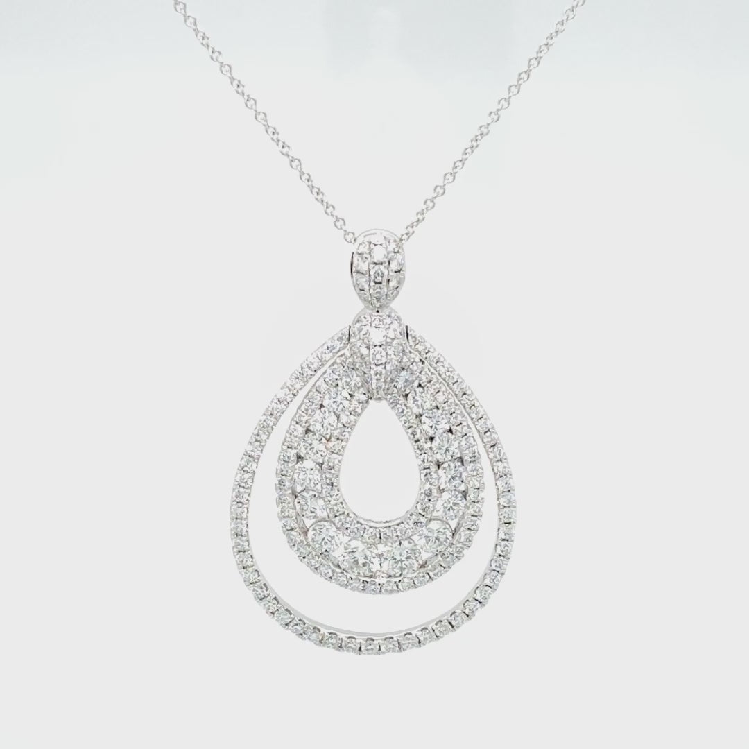 Pear Shape Cluster Diamonds Pendant Necklace
